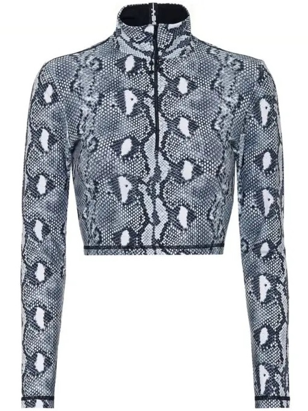 Adam Selman Black & White Snake-Print Zip Jacket